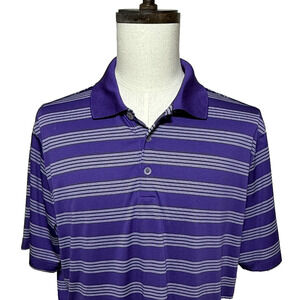 Nike Golf Shirt Mens XL Purple Stripe Dri Fit Tour Performance Short Sleeve Polo